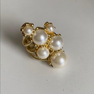 Gold tone and pearl ring